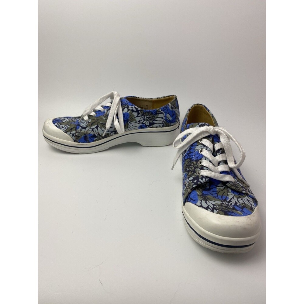 Dansko Vegan Blue Floral Lace Up Slip Resistant Shoes Size 41 (US 10)